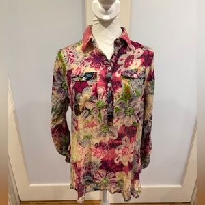 Vibrant Floral Button-Up Blouse